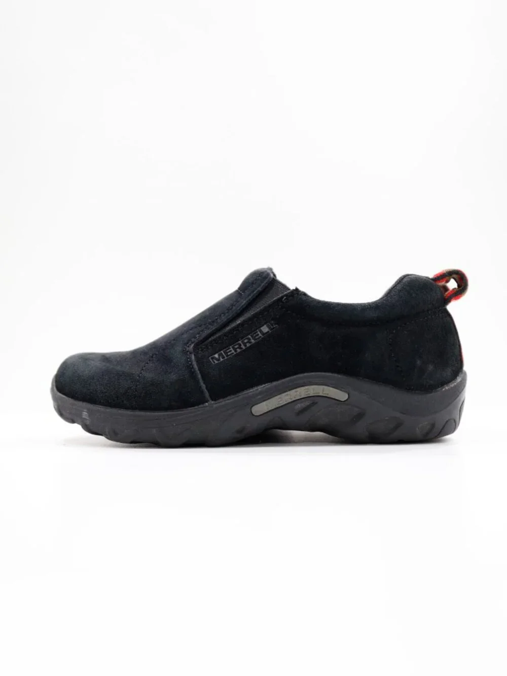 Merrell Jungle Moc Black Suede Leather Slip On Shoes - Youth 4